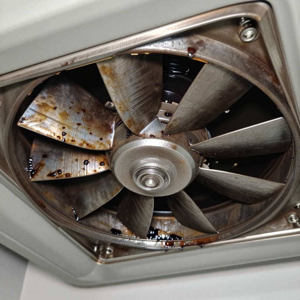 Clean the fan blades and interior housing