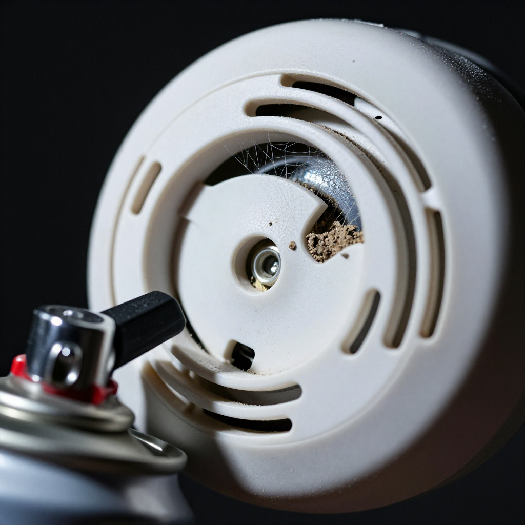 Remove the detector and blast the sensor chamber with compressed air