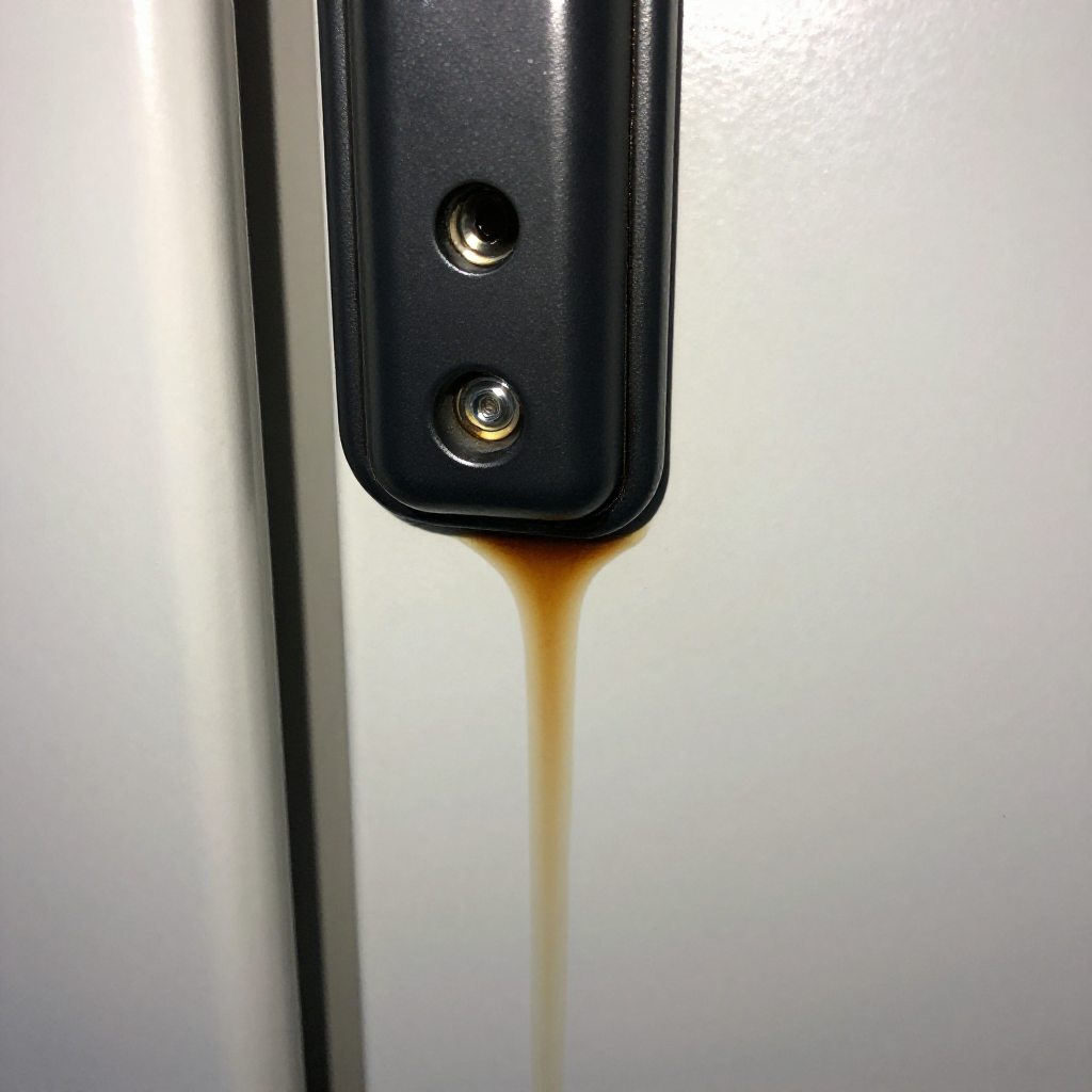 Check for oil leaks and verify the closer arm geometry