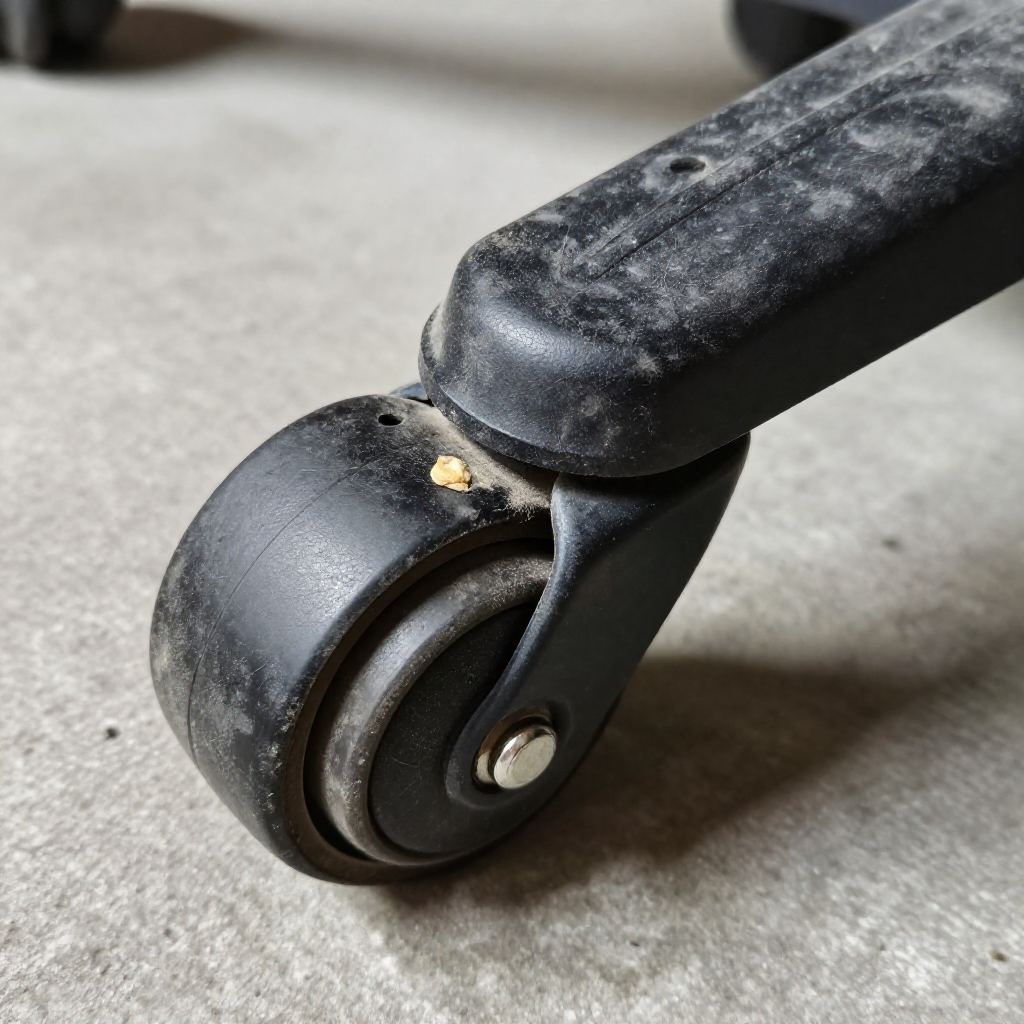 Inspect all five casters for uneven wear