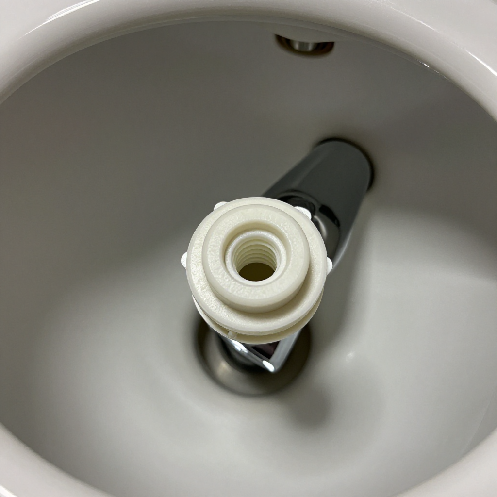 Tighten the plastic mounting nut inside the tank