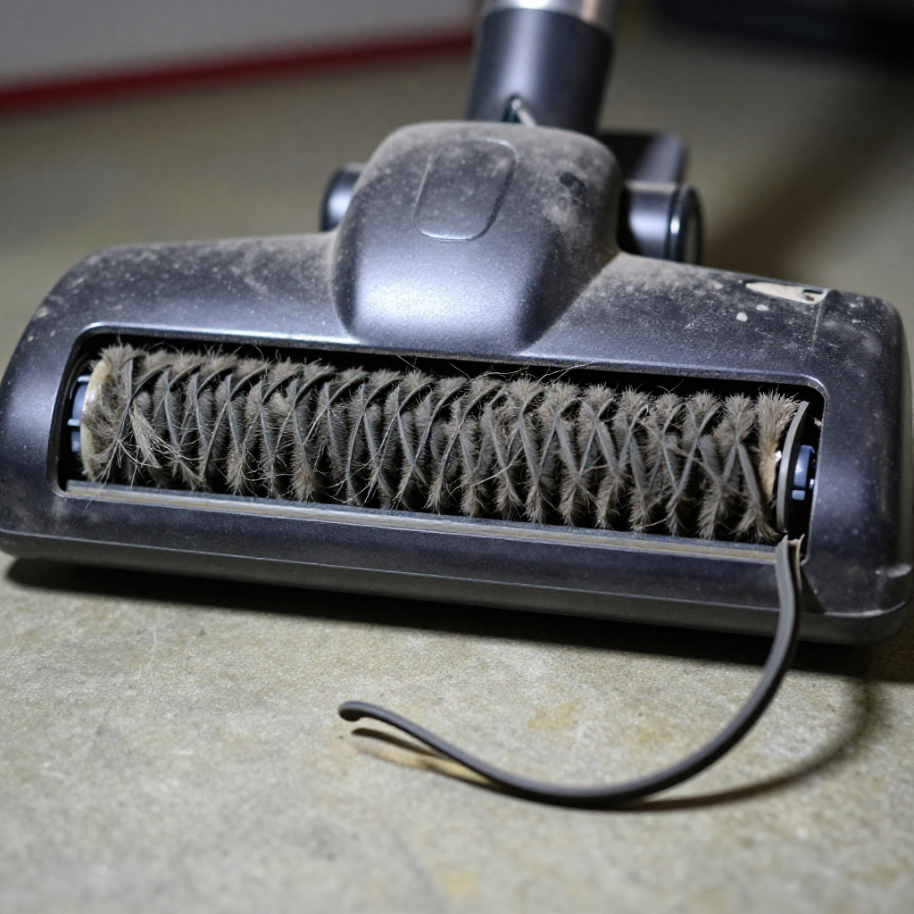 Unplug the vacuum and flip it over to access the brush roll cover