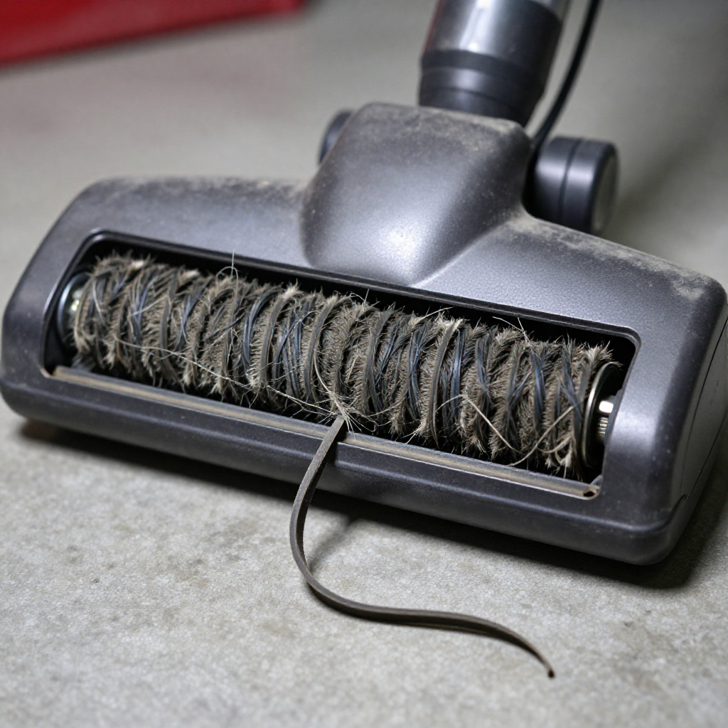 Unplug the vacuum and flip it over to access the brush roll cover