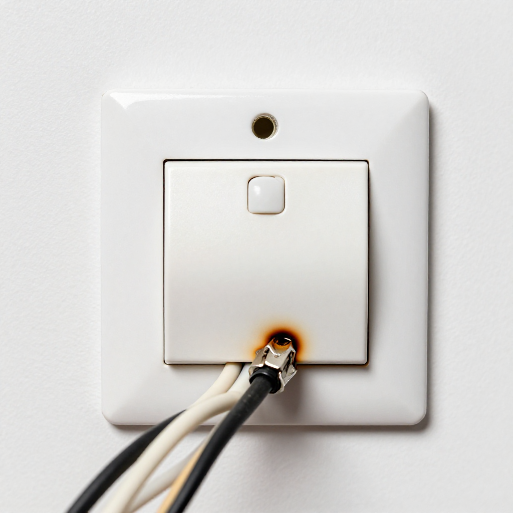 Remove the switch plate and inspect wiring