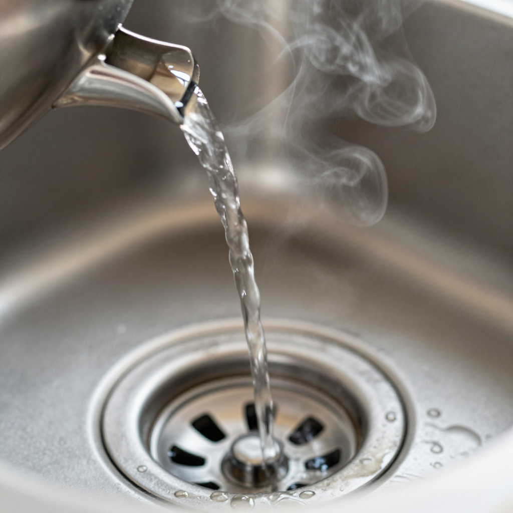 Step 3: Flush the drain with boiling water