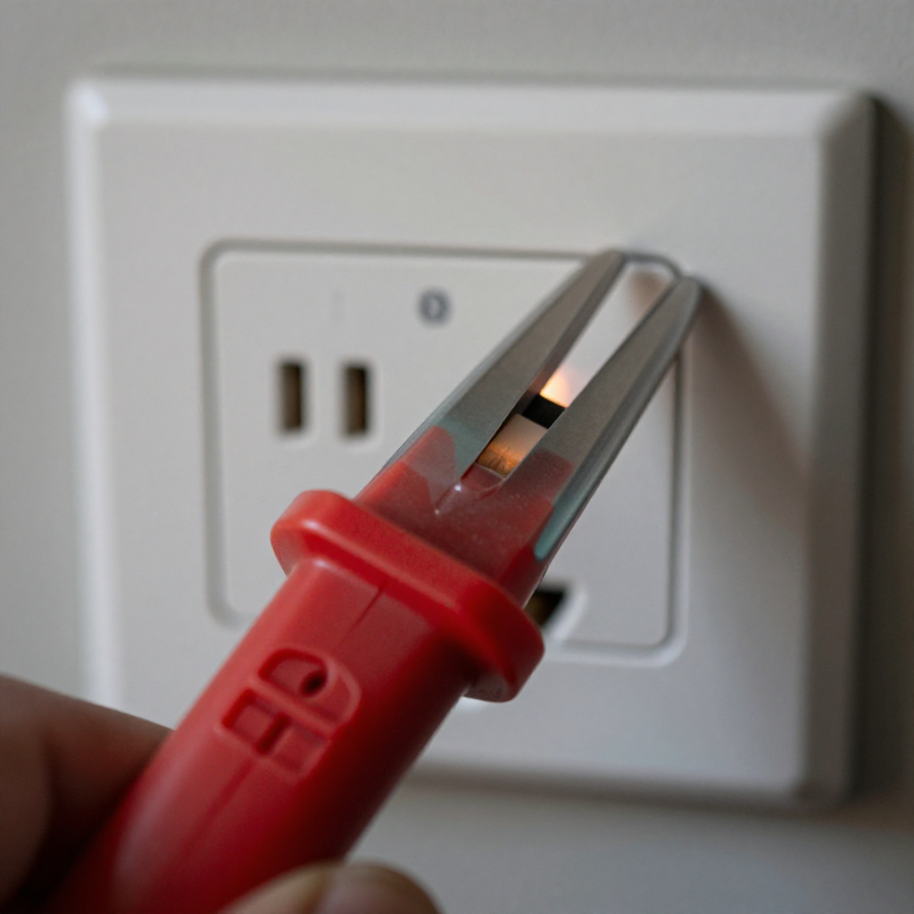 Test the dead outlet with a voltage tester