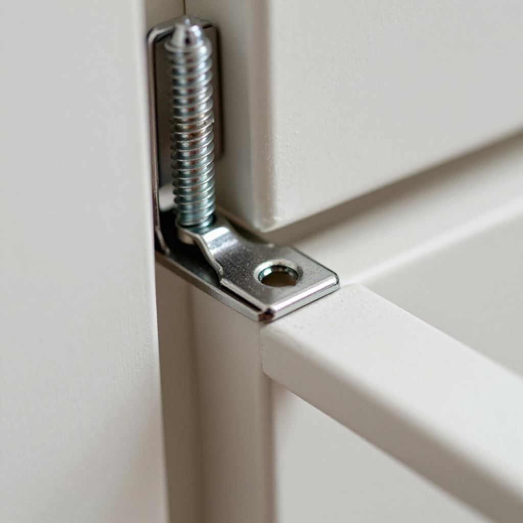 Adjust top hinge if door scrapes top, or bottom hinge if scrapes floor
